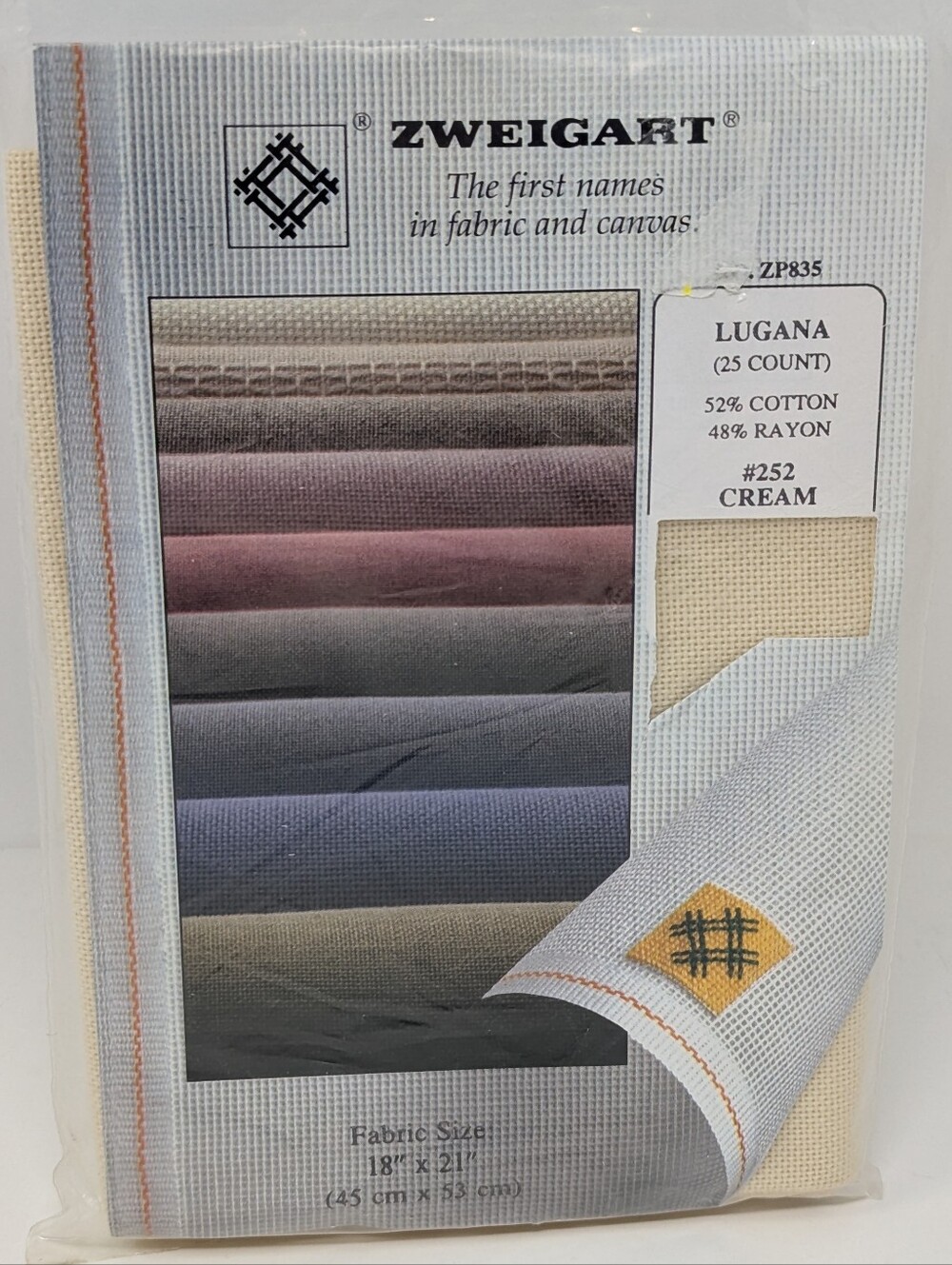 Zweigart Lugana Cross Stitch Fabric Cream 25 Count 18" x 21"
